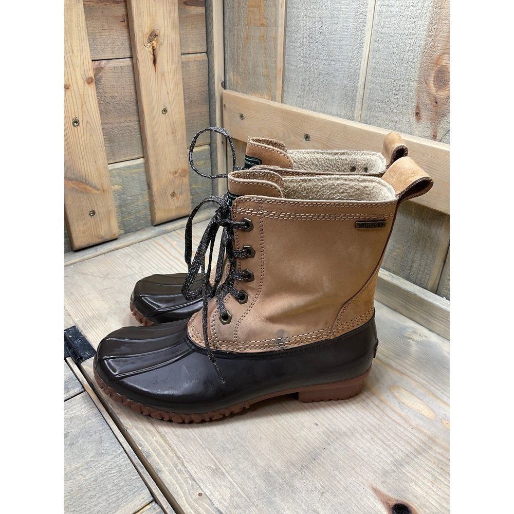 G H Bass Beige Brown Leather Lace Up Waterproof Duck Boots US6 - Picture 4 of 9